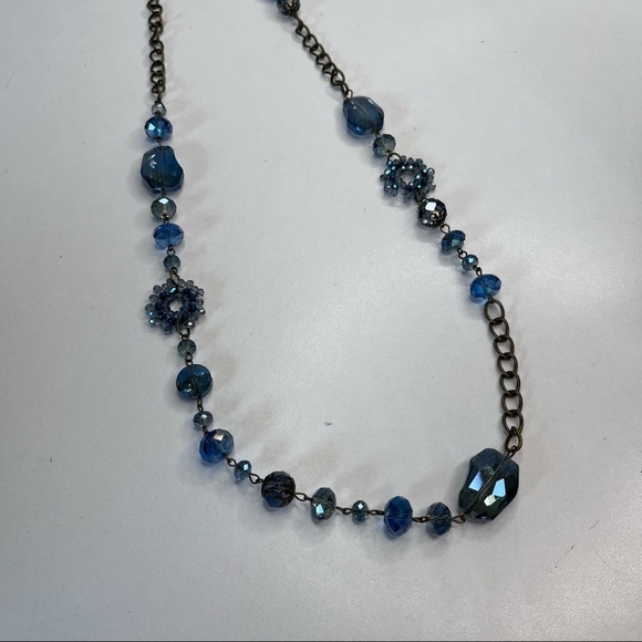 Vintage Aqua Blue Opera Round Chain Necklace 💎 - Picture 2 of 6